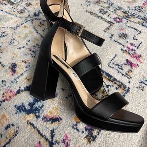 Black strap heels